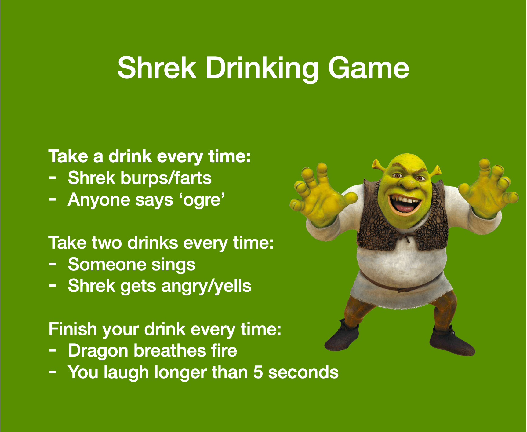 Shrek drinking game