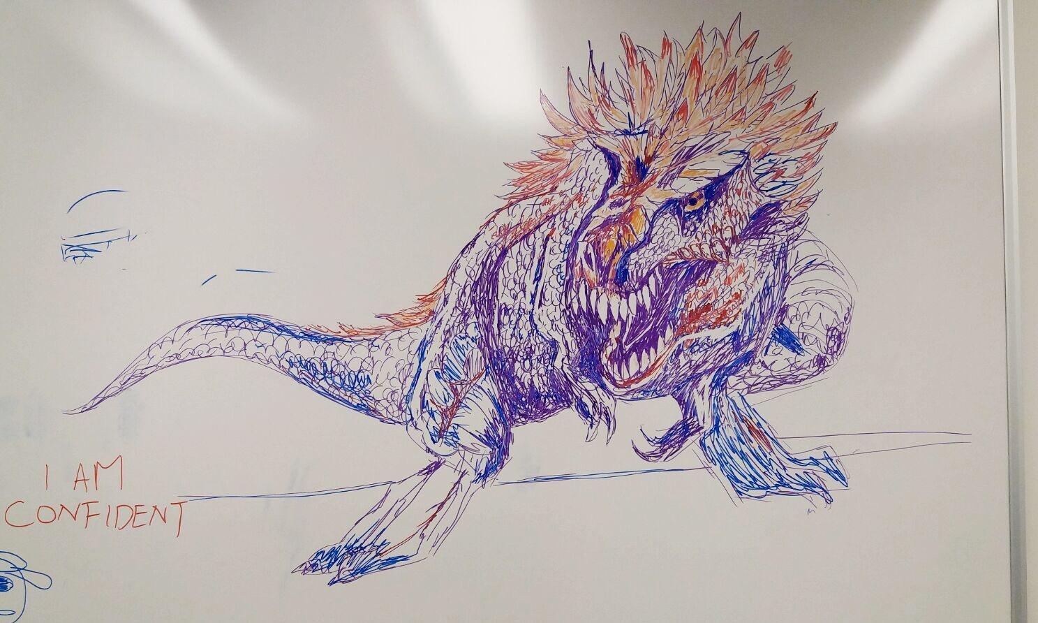 Dino Art Oc Feathered T Rex Marker On Whiteboard Dinosaurs