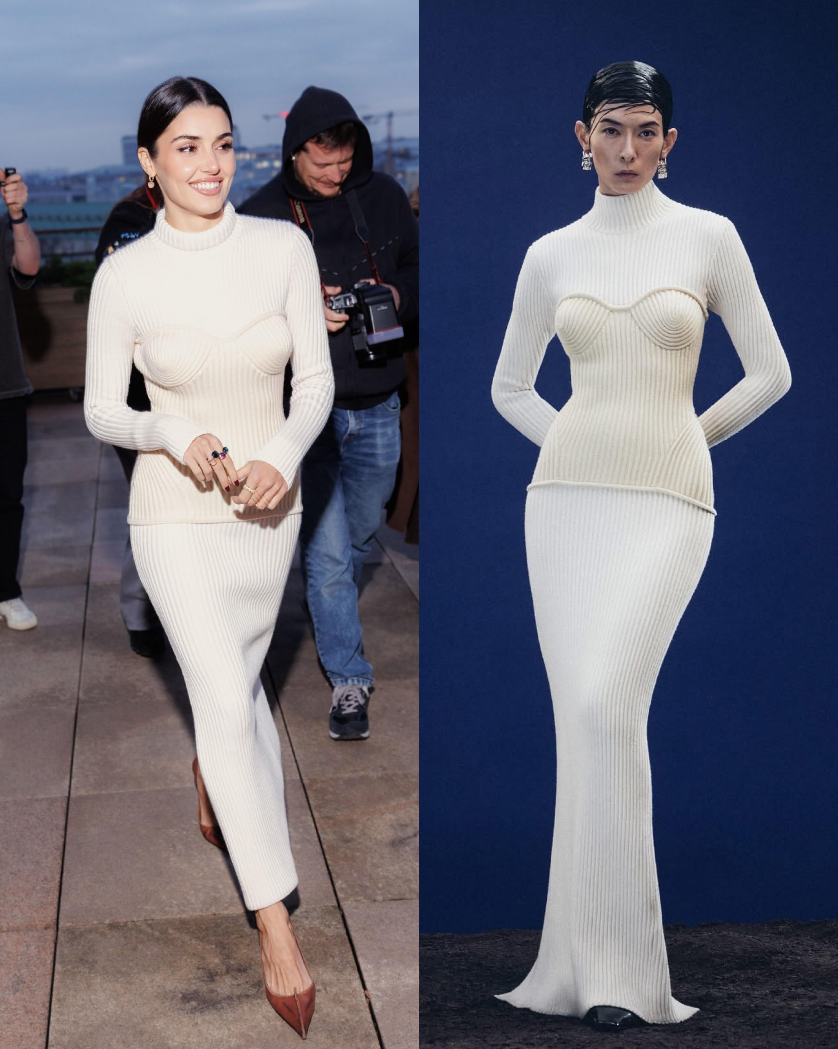 Hande Erçel in Jean Paul Gaultier Pre-Fall 2025 for her film premiere in  Moscow [ 2838 x 3550 ] : rfashionporn