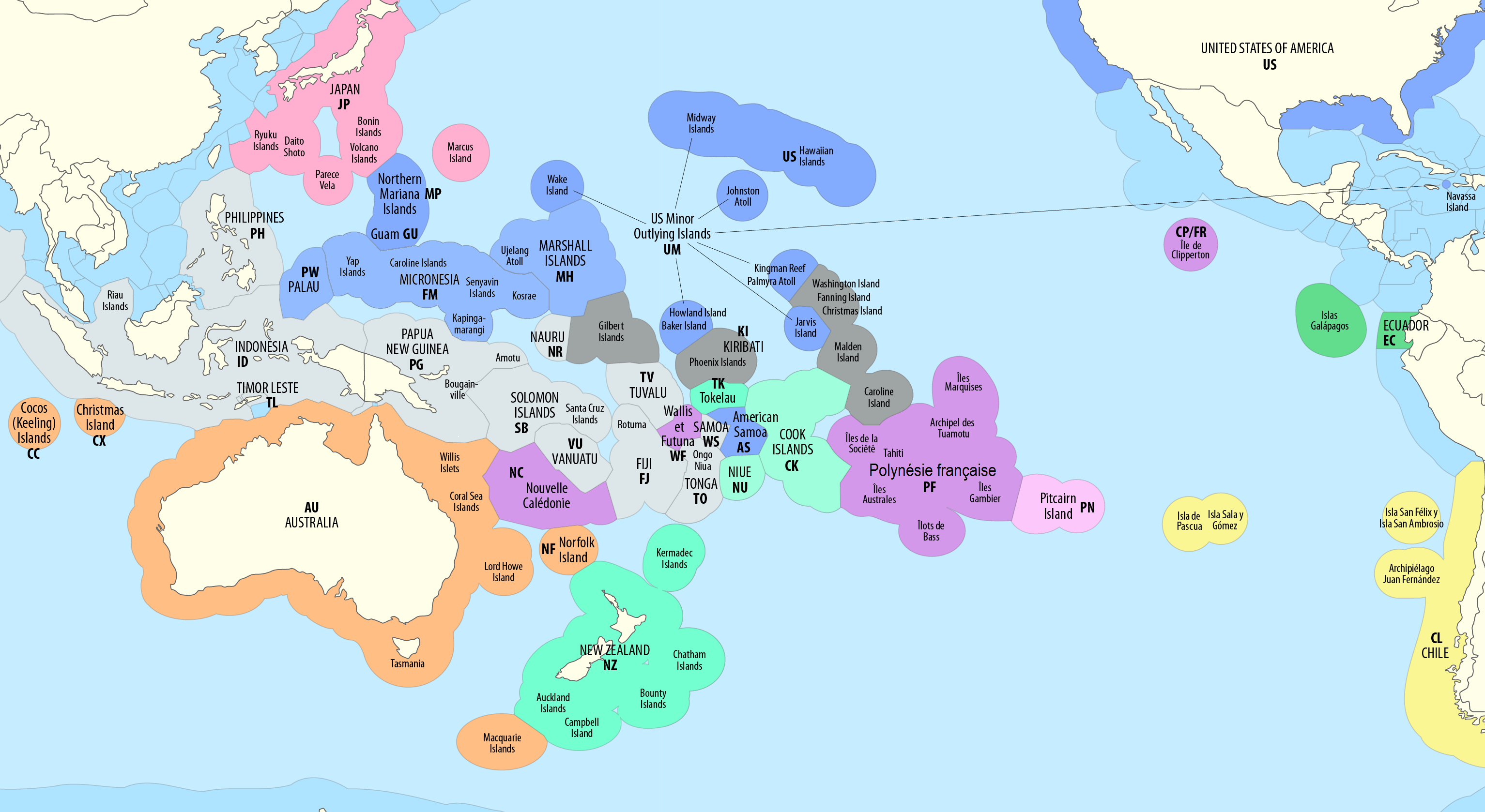 Pacific ocean on globe