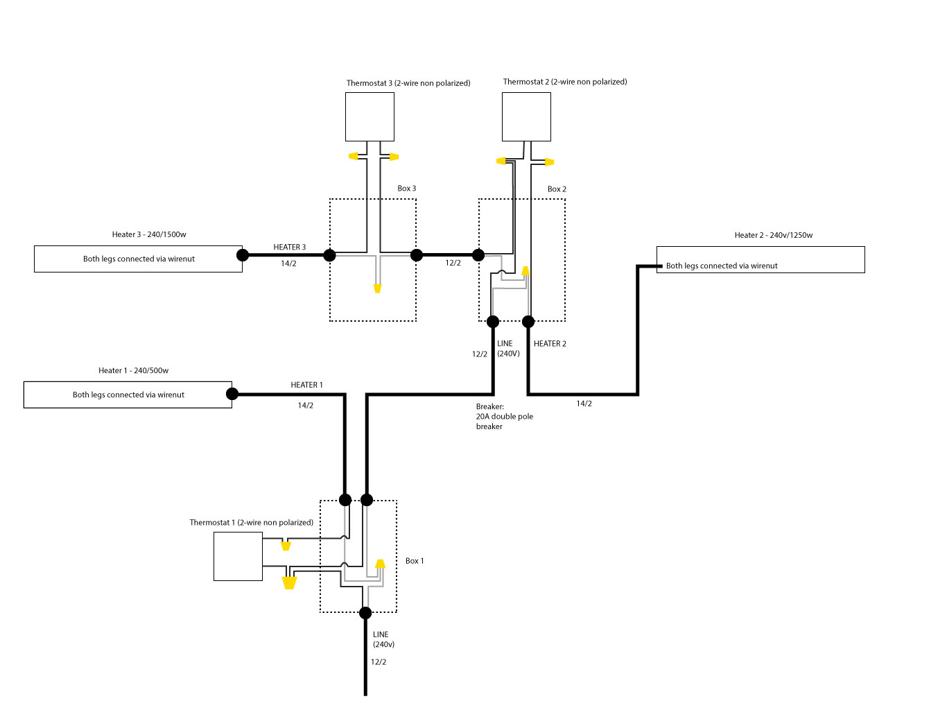Electrical Help With Thermostat Baseboard Heater Install Home