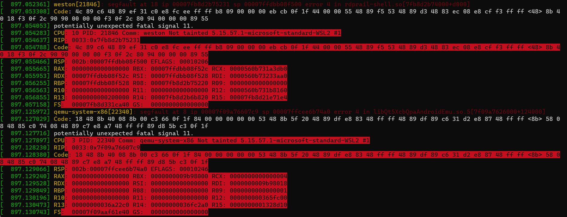 emulator aosp wsl2 segmentation fault on launch - Super User