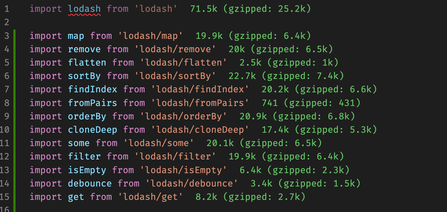 javascript - Lodash: individual function import weighs more than importing  whole library - Stack Overflow