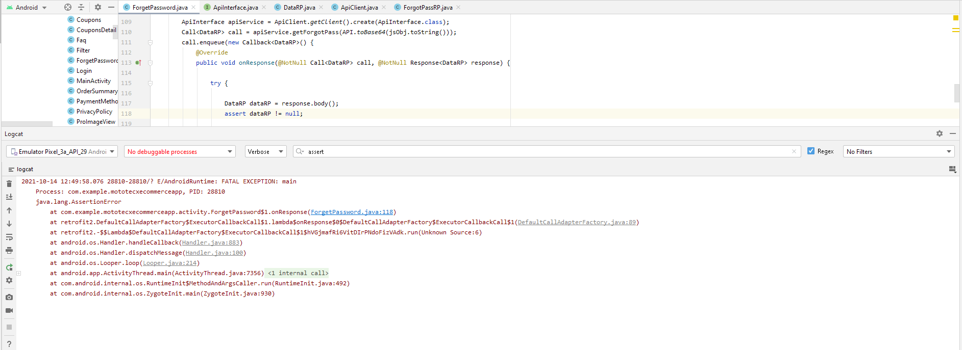java lang assertionerror