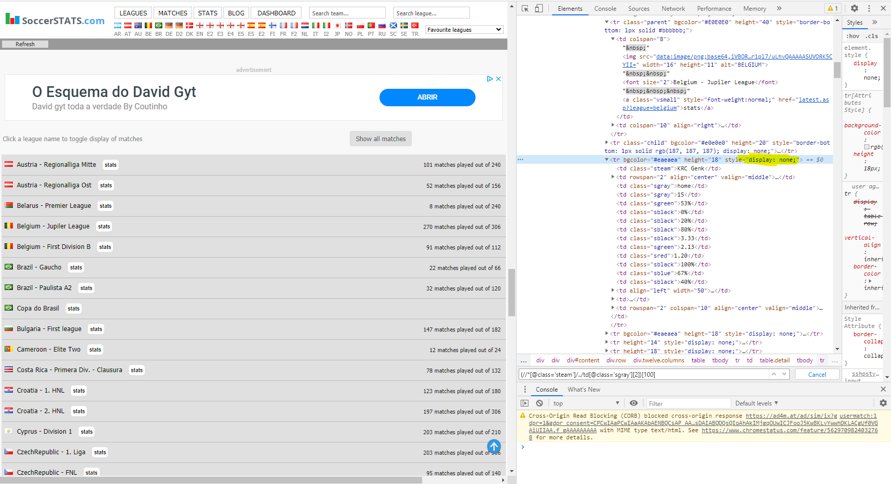 html - Get text from hidden elements using Selenium WebDriver vba - Stack  Overflow