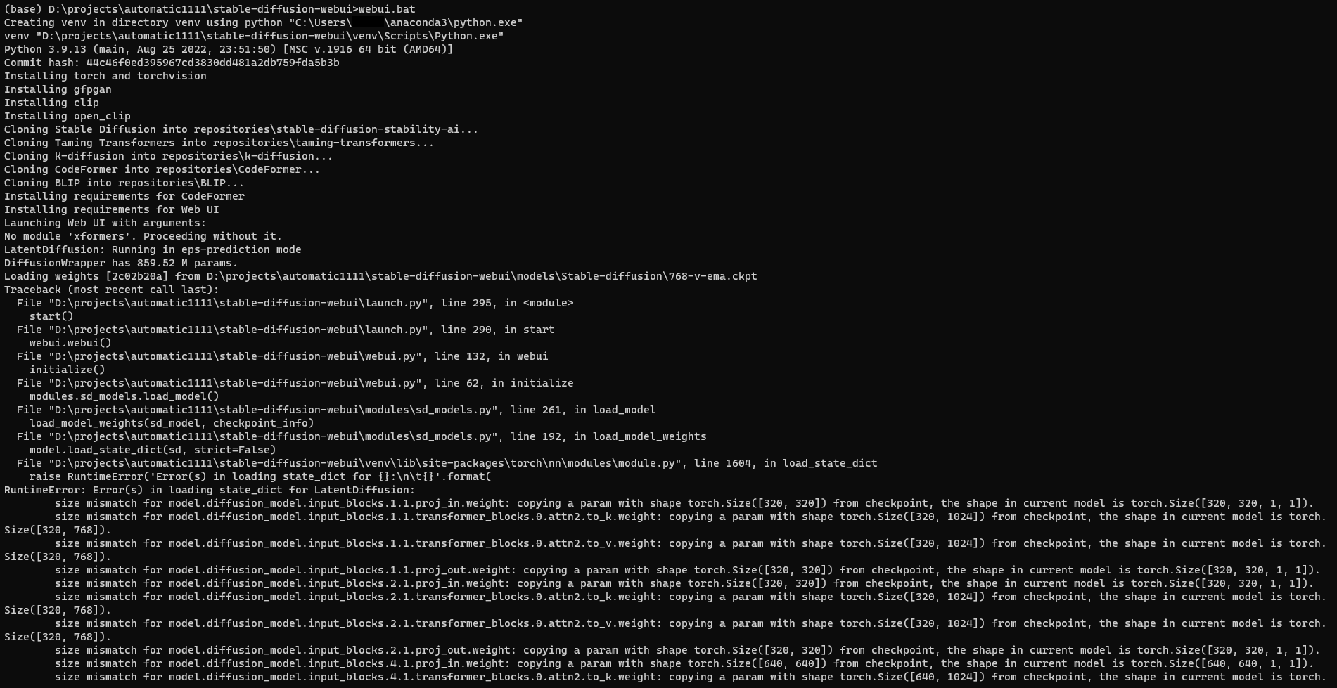 machine learning - Error running Automatic1111(webui-user.bat) on Windows  11 - cachinglock issue in scipy - Stack Overflow
