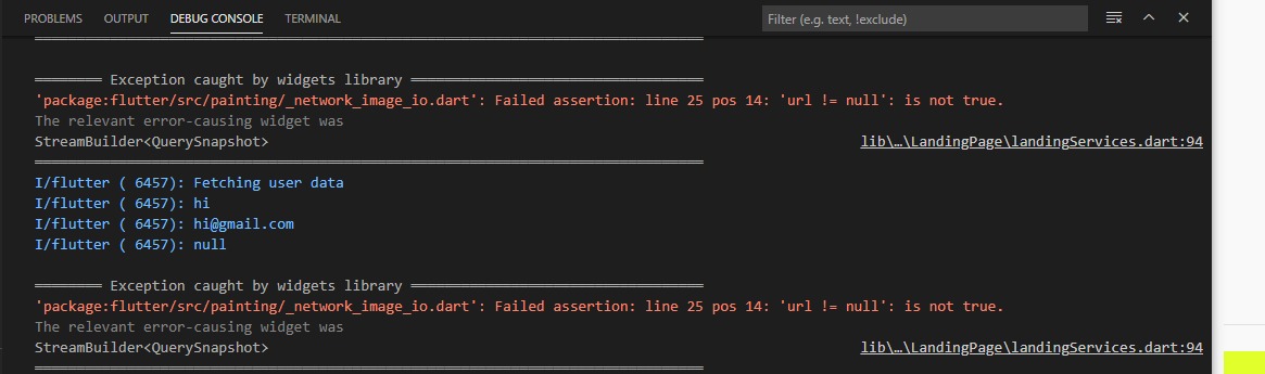 Package Flutter Src Paintings Network Image Io Dart Failed Assertion Line 25 Pros 14 Url Null Is Not True Streambuilder Stack Overflow