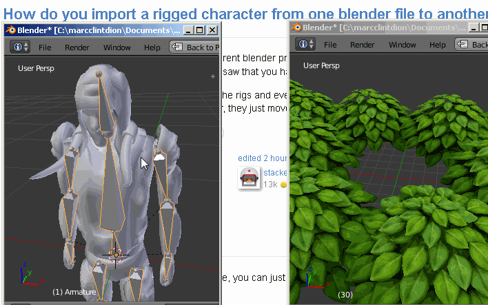 How Do You Import A Rigged Character From One Blender File To Another Blender Stack Exchange