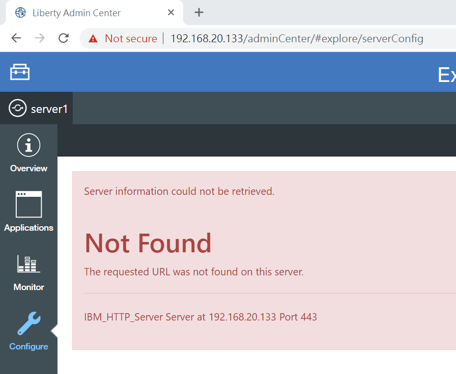 Server Information Can Not Retrieved On Liberty Admin Center With Ibm Http Server Stack Overflow