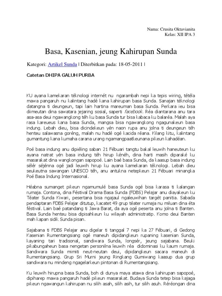 Contoh Karangan Narasi Bahasa Sunda – Belajar