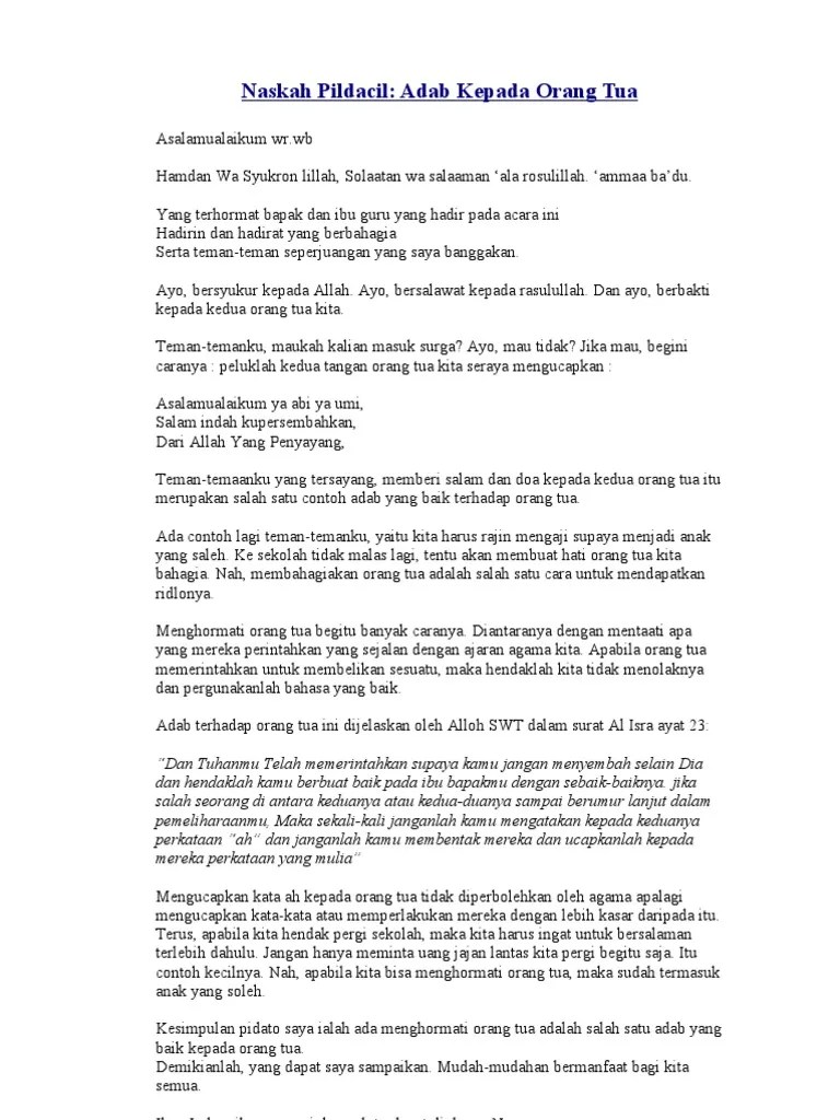 Pidato Menghormati Dan Menyayangi Orang Tua Dan Guru – Belajar