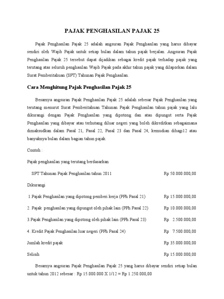 Contoh Soal Dan Jawaban Pph Pasal 25