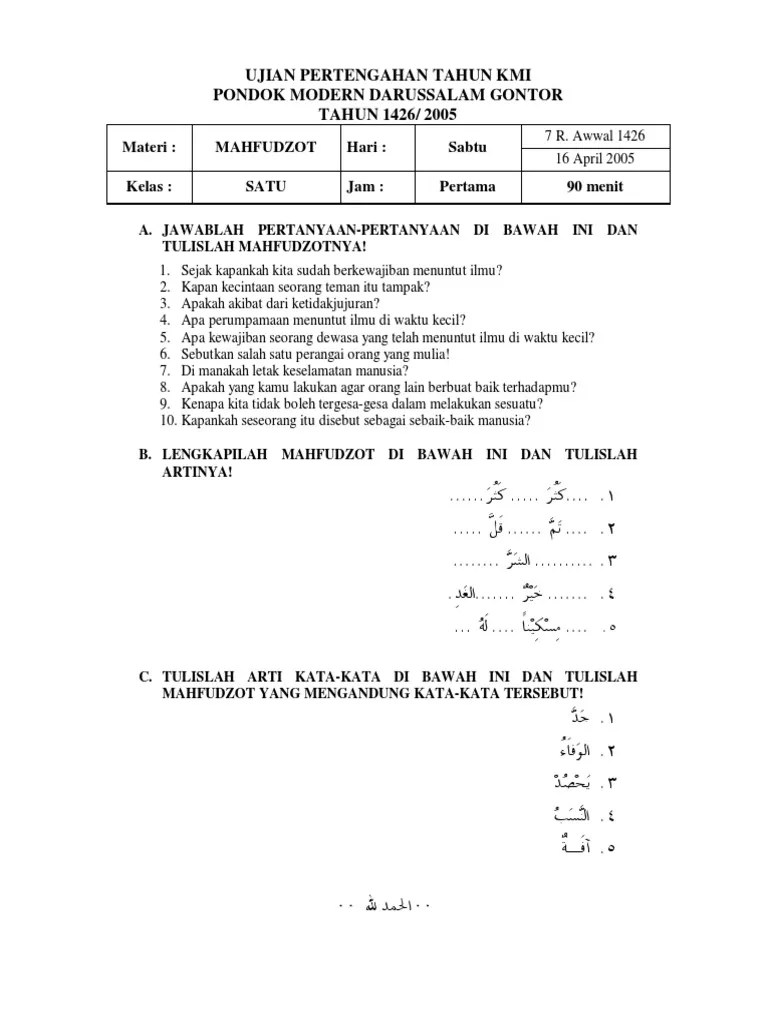 Contoh Soal Psikotes Masuk Pesantren