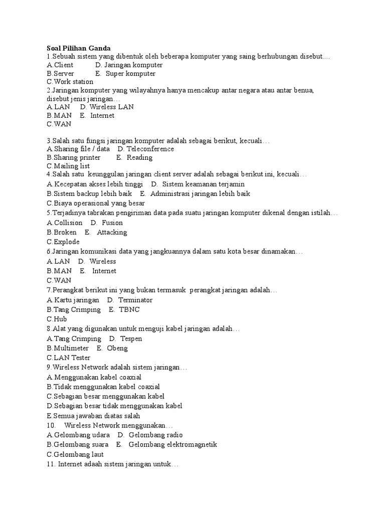 Contoh Soal Essay Komunikasi Data