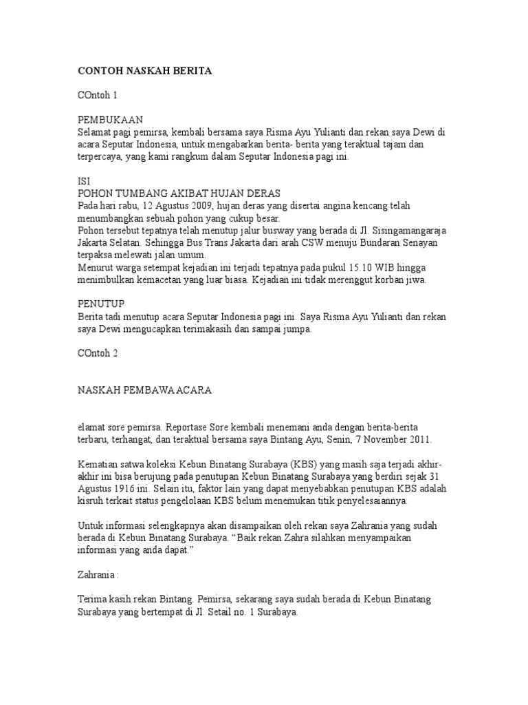 Teks Pembawa Acara Berita Bencana Alam