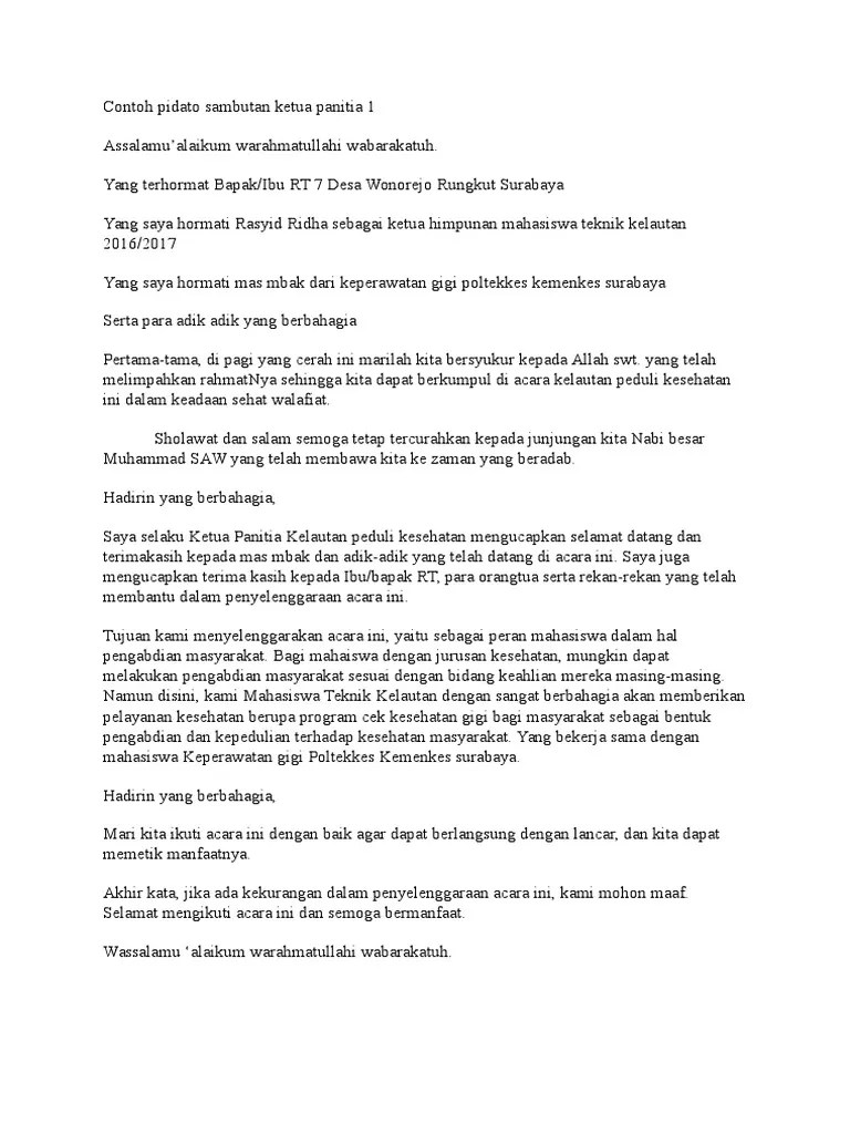 Contoh Contoh Sambutan Ketua Panitia Acara Sosialisasi - tukaffe.com