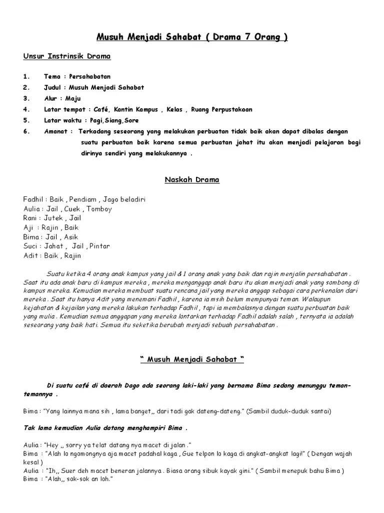 Naskah Drama Tentang Musuh Jadi Sahabat - Revisi Id