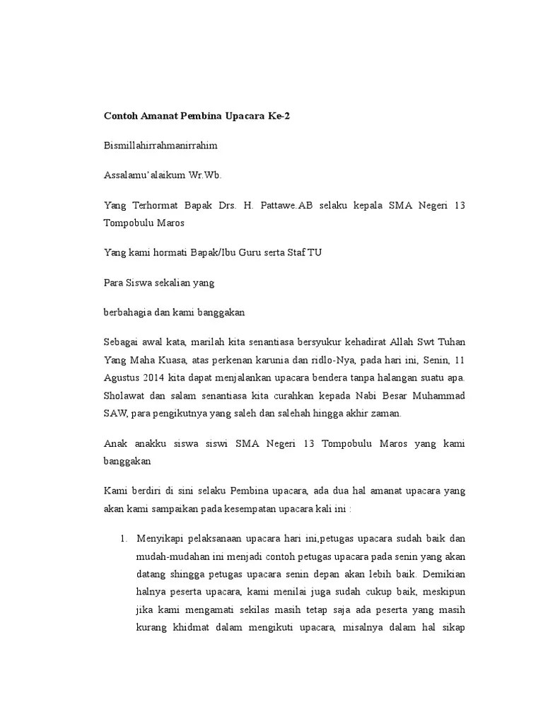 Contoh Pidato Upacara Hari Senin // Kumpulan Contoh Terbaru