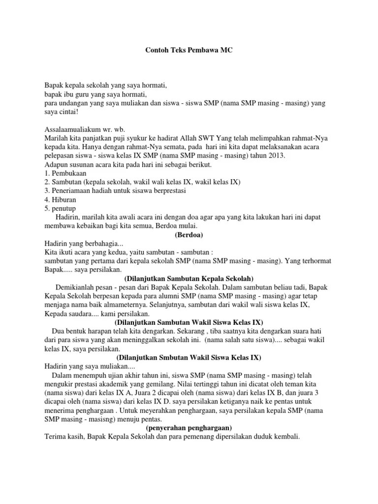 Kumpulan Contoh Mc Acara Perpisahan Sekolah - Kumpulan Contoh Teks MC