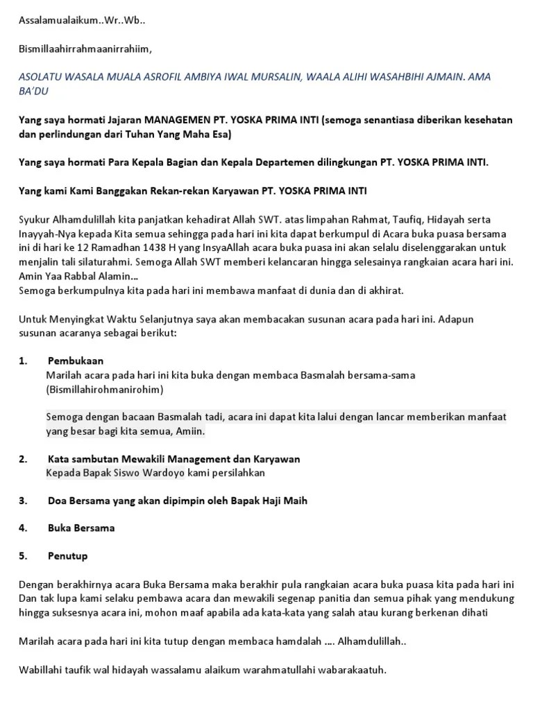 Inilah Teks Pembawa Acara Buka Bersama [Terlengkap] - Khat Farisi