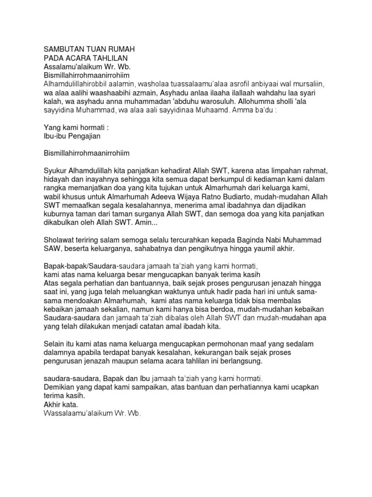 Sambutan Tuan Rumah Acara Yasinan - Edu Github