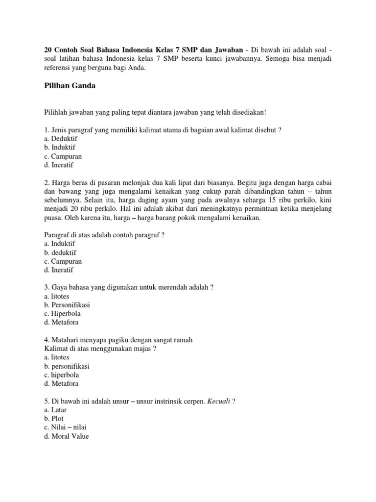 Download Soal Cerpen Word