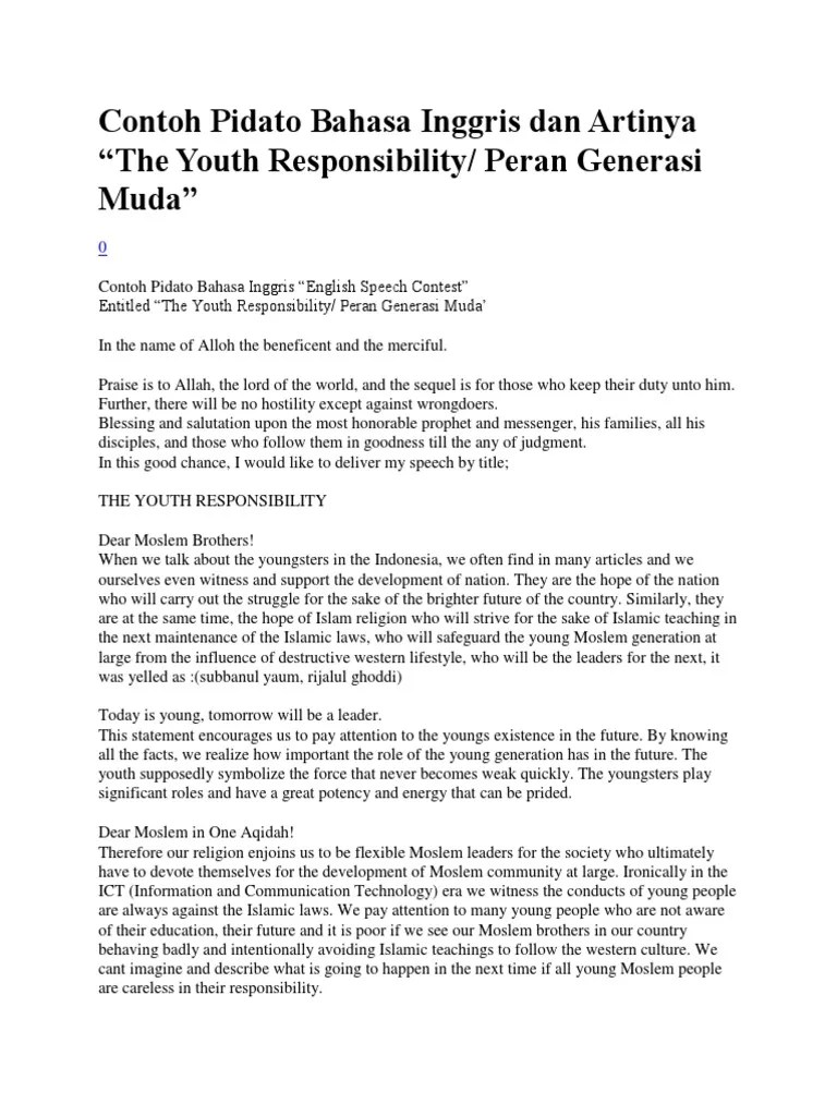 Contoh Pidato Bahasa Inggris Tentang Pemuda - Kumpulan Contoh Terbaru