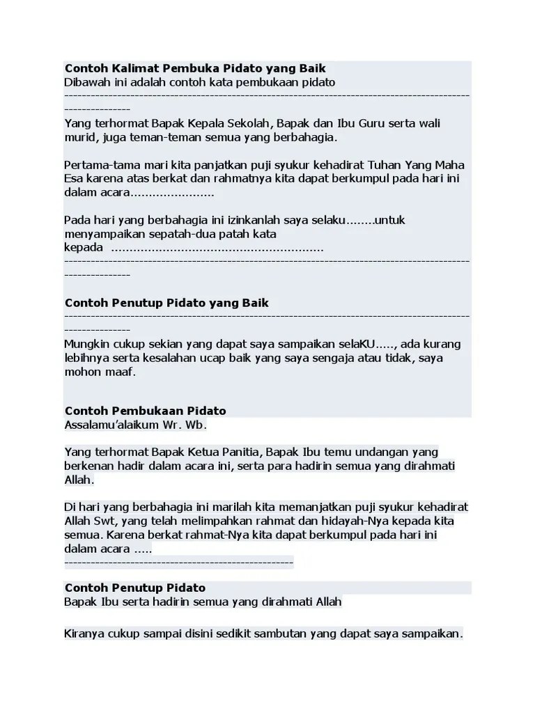 Contoh Salam Penutup Pidato Adalah