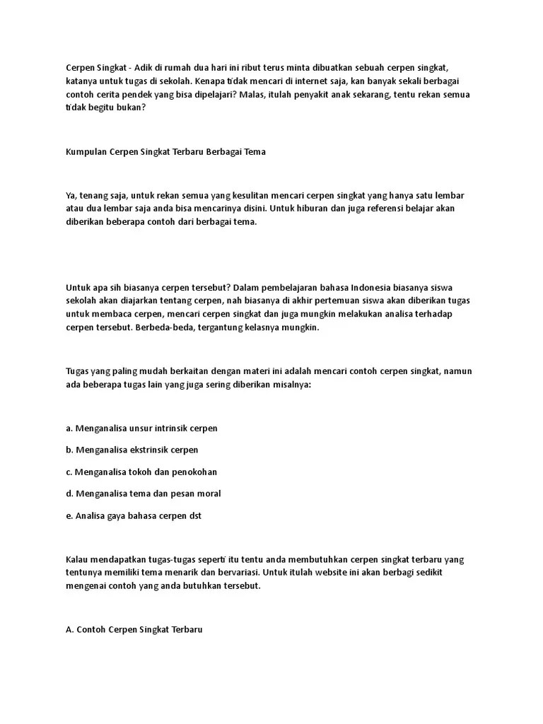 44+ Contoh cerpen singkat dan unsur intrinsik dan ekstrinsik info | Cerita