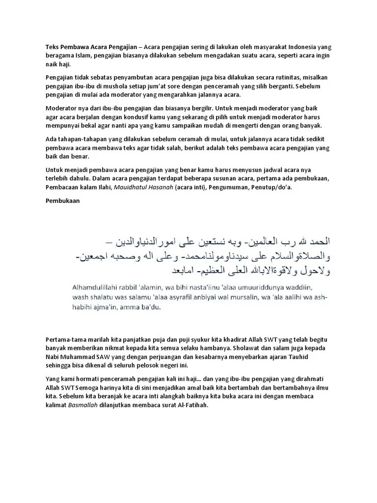 Contoh Contoh Teks Mc Pengajian Ibu Ibu - tukaffe.com