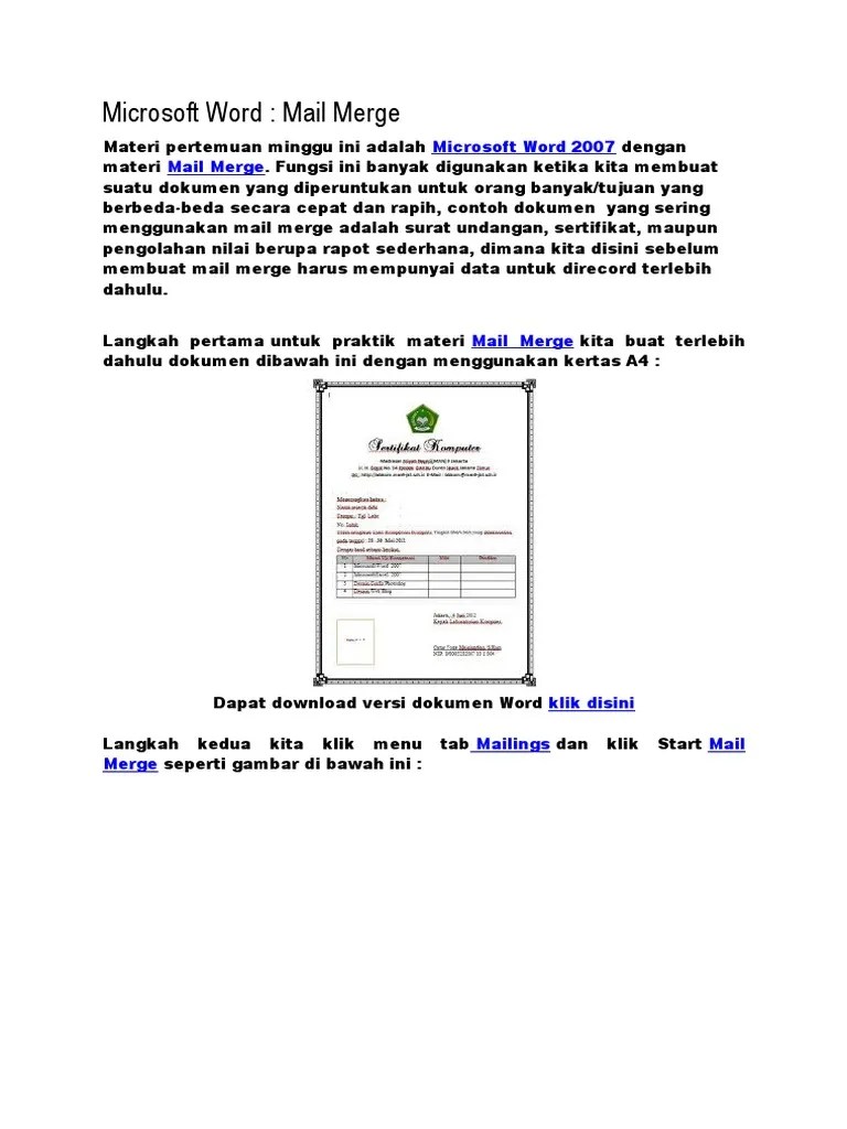 Contoh Soal Mail Merge Download