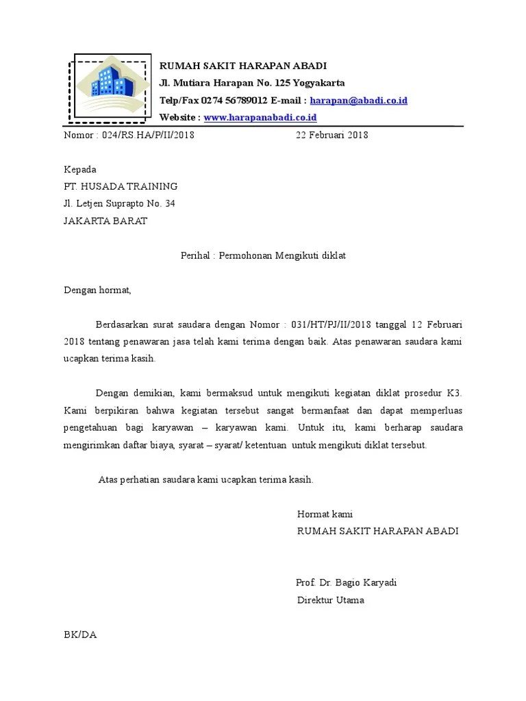 Contoh Surat Balasan Permohonan Diklat – Beinyu.com