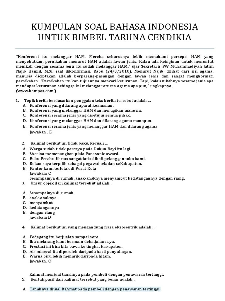 Contoh Soal Kata Serapan Dan Jawaban