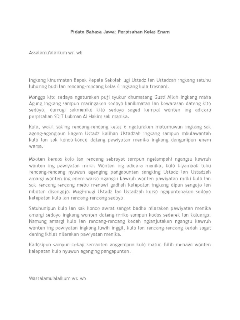 Pidato Bahasa Sunda Tentang Perpisahan Dan Artinya – Coretan