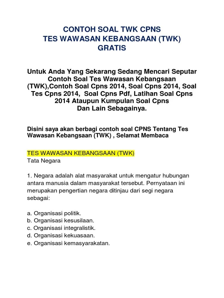 Contoh Soal Cpns Pengetahuan Umum