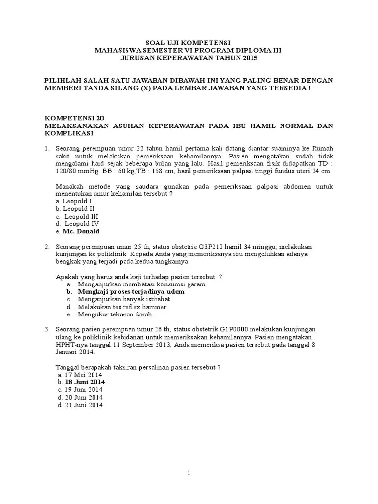 Soal Uji Kompetensi Perawat 2016 – Mudah