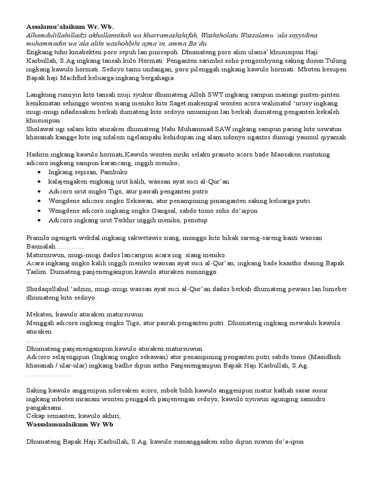 Contoh Mc Bahasa Jawa Walimatul Aqiqah - tukaffe.com