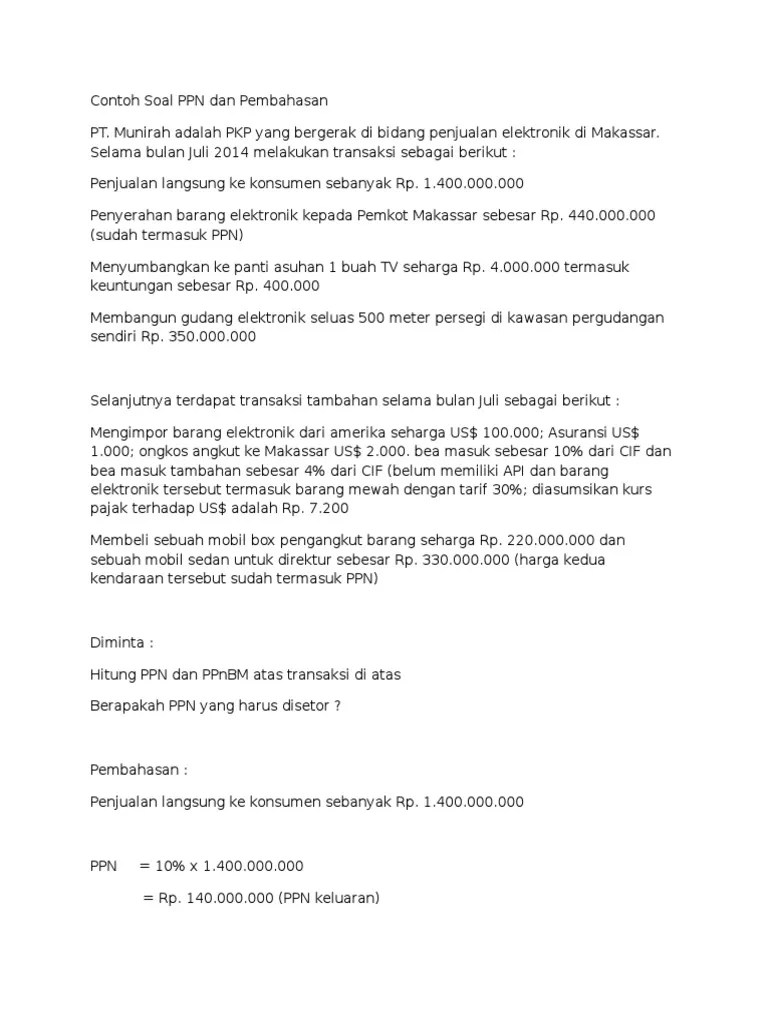 Contoh Soal Pilihan Ganda Ppn Dan Ppnbm Beserta Jawabannya