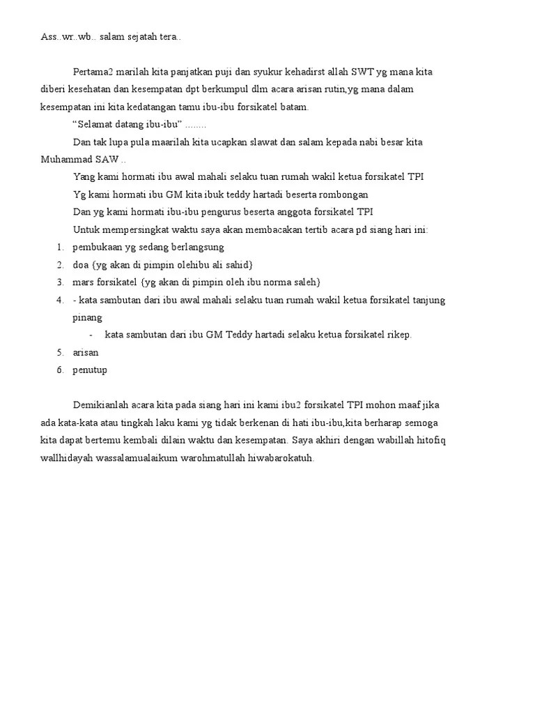 Contoh Kata Sambutan Tuan Rumah Acara Yasinan Bahasa Jawa - tukaffe.com