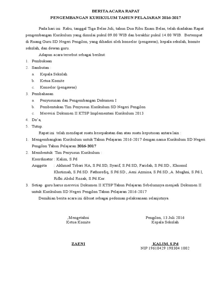 Contoh Berita Acara Rapat Pembagian Tugas Guru | Akurat - Faktual - Elegan  Moltoday.com