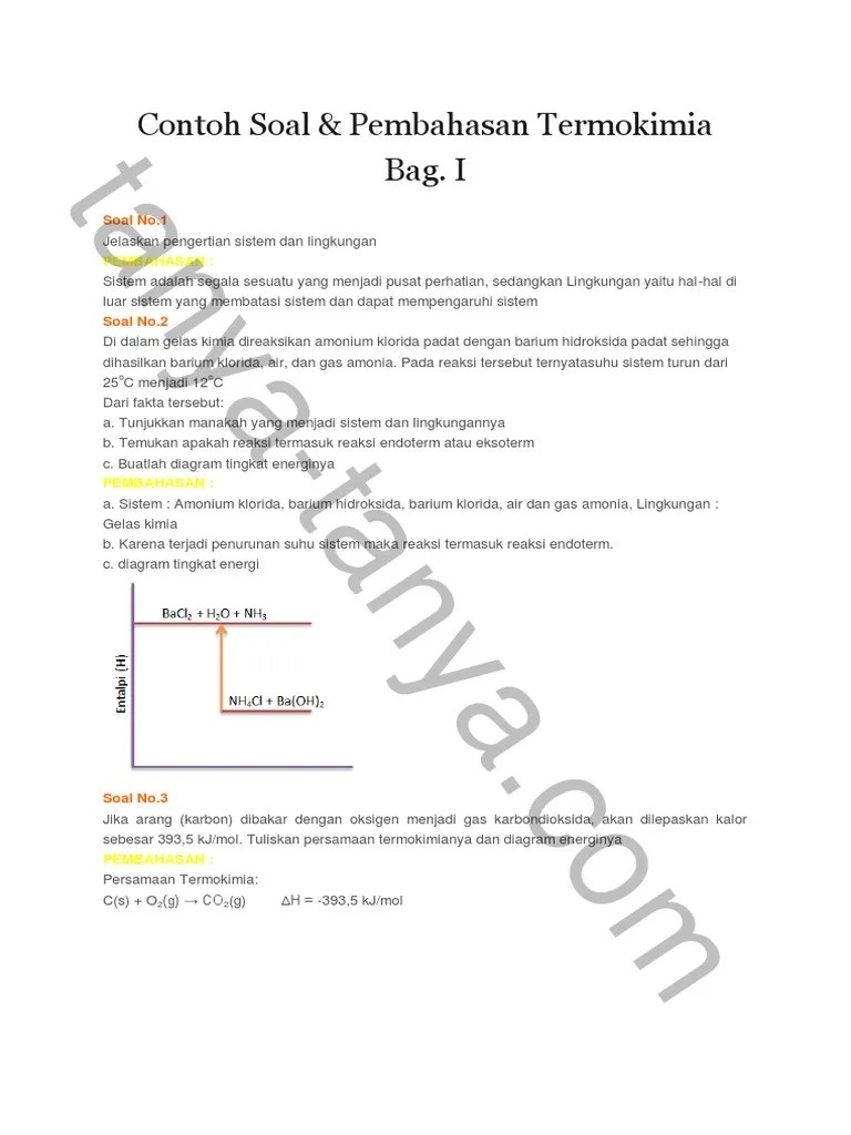 Soal Dan Pembahasan Termokimia Pdf – Lektur Indo