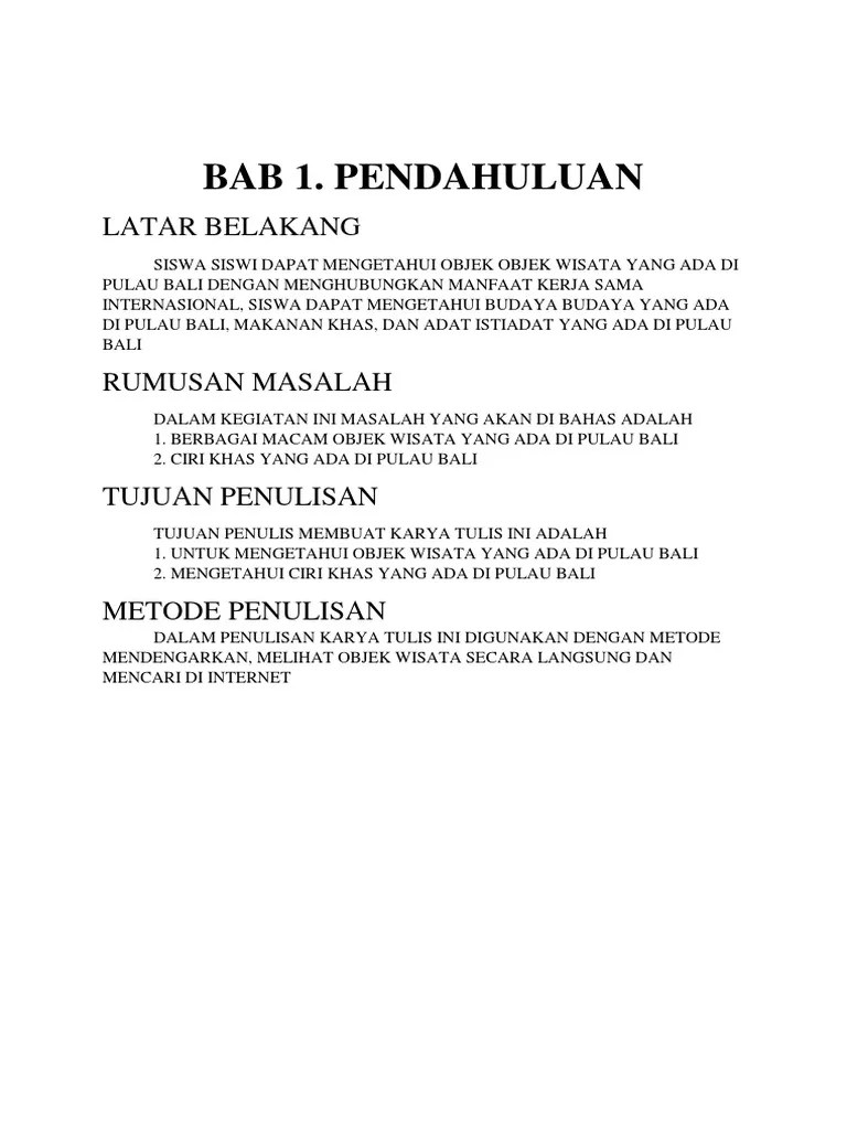 Contoh Laporan Perjalanan Ke Pulau Bali
