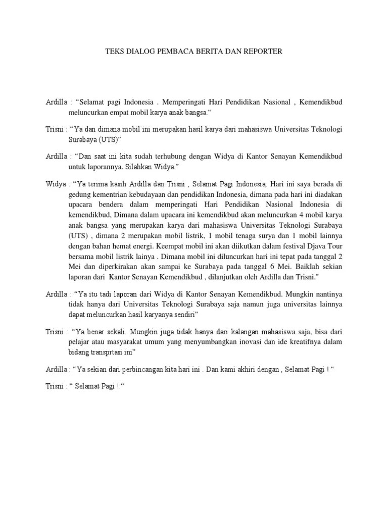 Teks Naskah Berita – Dengan