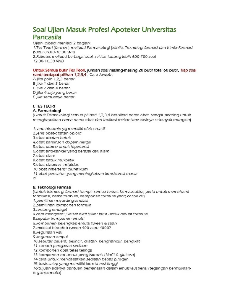 Contoh Soal Sbmptn Farmasi