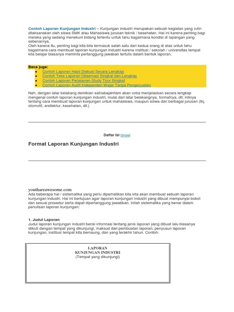 Contoh Laporan Kunjungan Industri Makanan