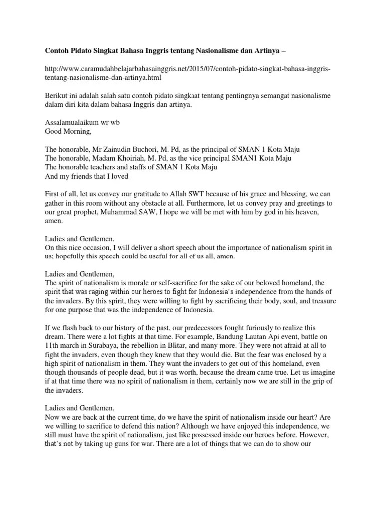 Contoh Pidato Dalam Bahasa Inggris Dan Artinya – Sedang
