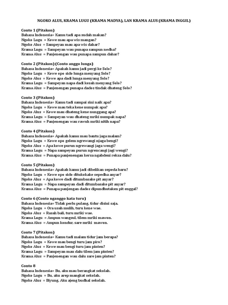Dialog Bahasa Jawa Krama Alus Ibu Dan Anak - Mathlaul Khairiyah