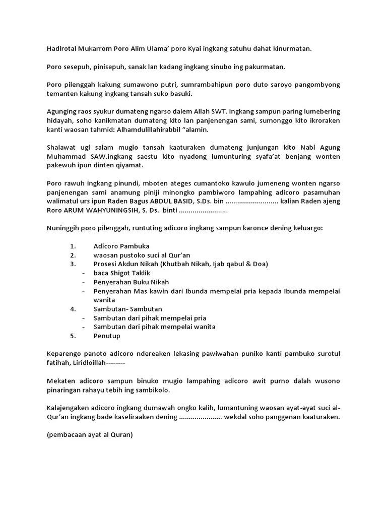 Kumpulan Contoh Pembawa Acara Bahasa Jawa Singkat - Kumpulan Contoh Teks MC