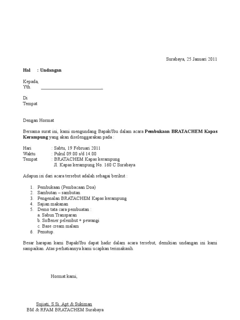 Contoh Surat Undangan Resmi Pembukaan Perusahaan Bahasa Inggris - Nusagates