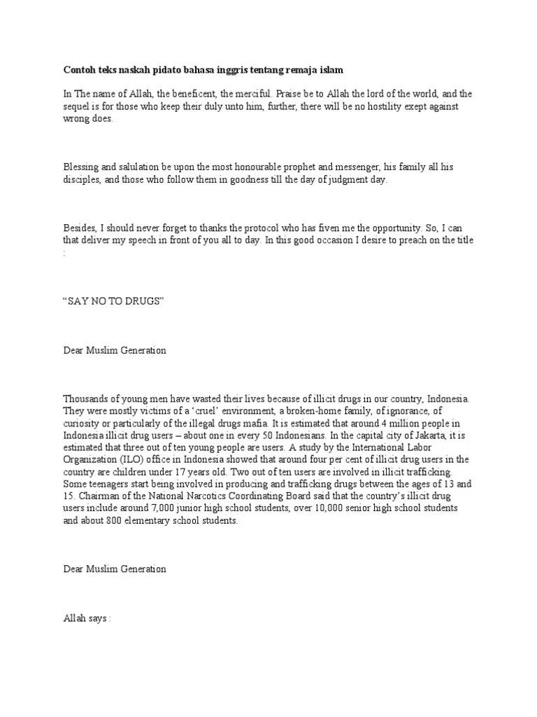 Contoh Pidato Singkat Tentang Agama Islam Dalam Bahasa Inggris